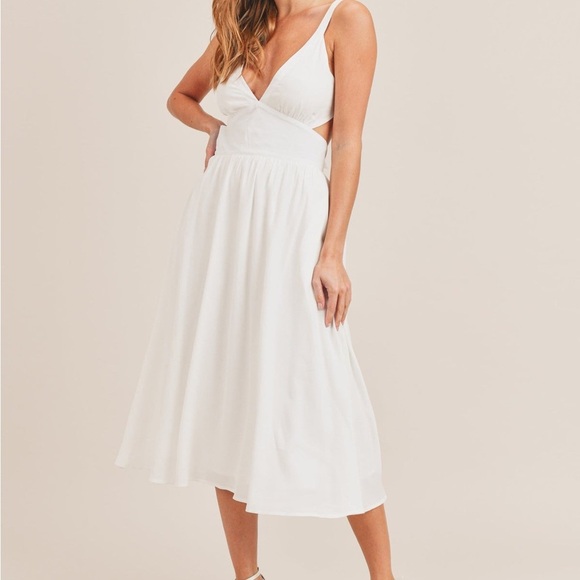 White Midi Dress with Cut-outs - Picture 3 of 3